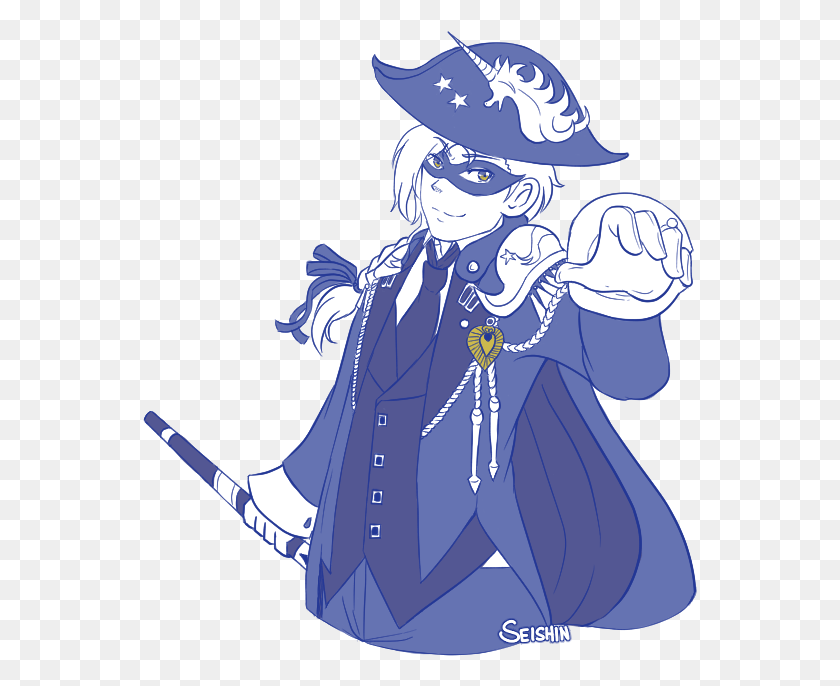 555x626 Fanartdrew My Character Wearing The Blue Mage Outfit Ffxiv Blue Mage Cane, Person, Human, Hat HD PNG Download