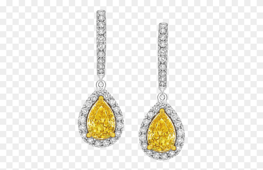 345x485 Fancy Intense Yellow Pear Shaped Diamond Earrings Earrings, Accessories, Accessory, Jewelry HD PNG Download