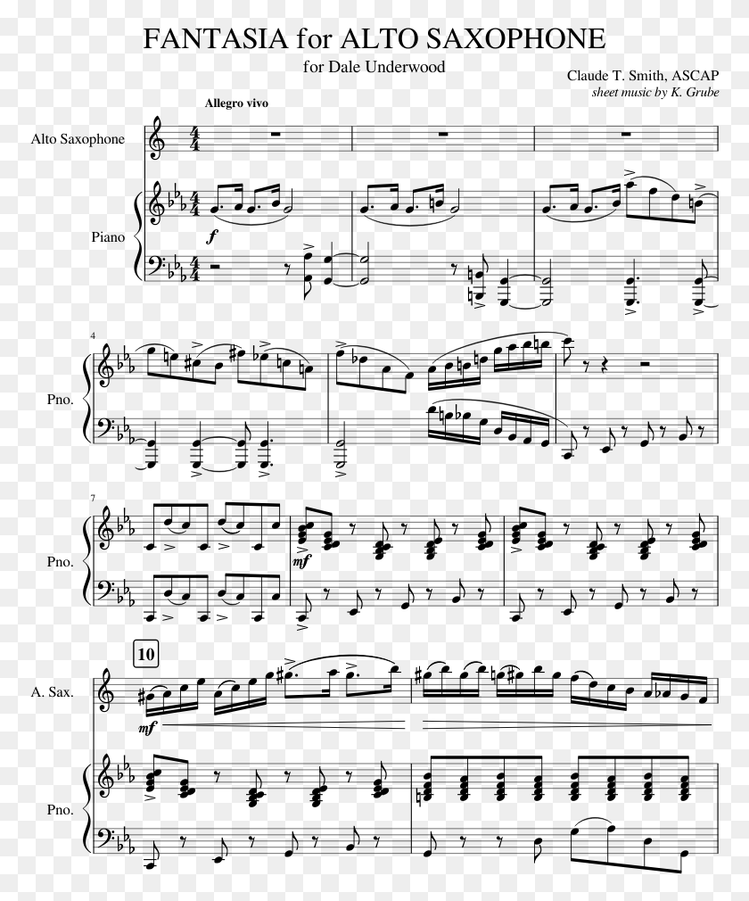 774x950 Fantasia For Alto Saxophone Claude T Magic Shop Piano Sheet, Gray, World Of Warcraft HD PNG Download