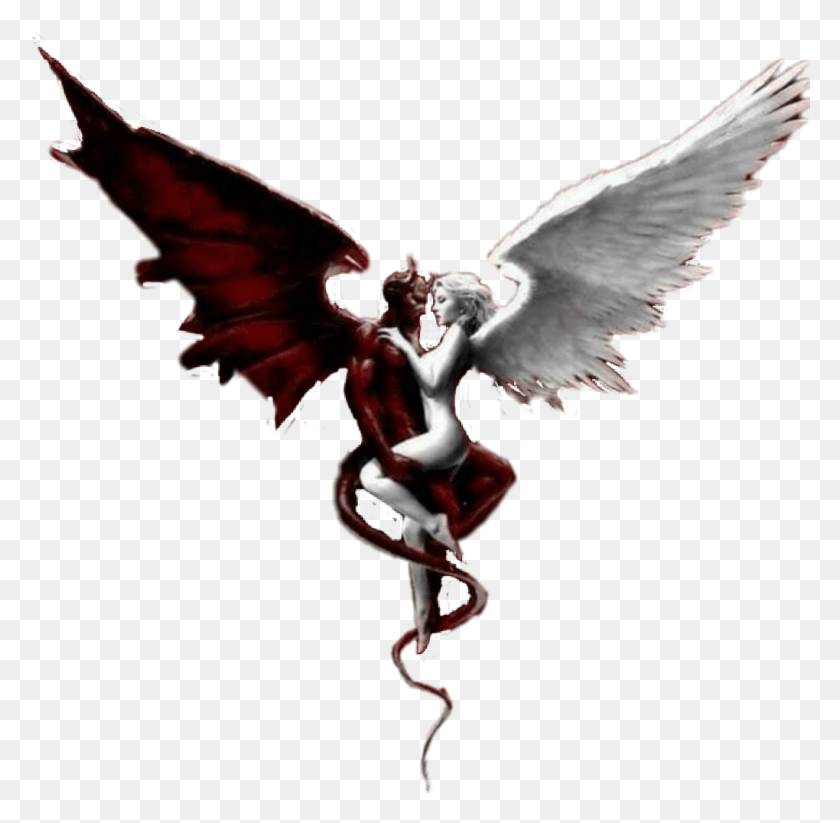 1020x999 Fantasy Angel Of Love Devil And Angel Love, Bird, Animal HD PNG Download