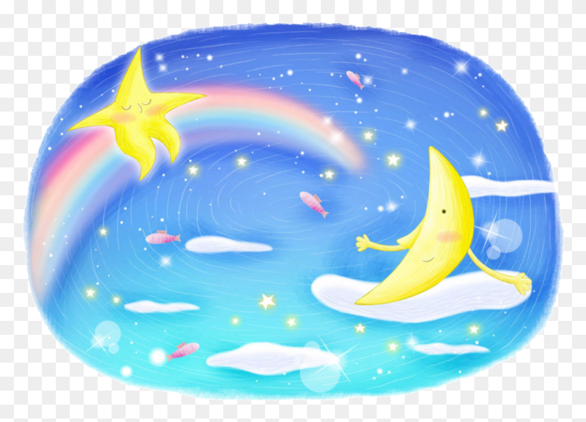 984x688 Fantasy Fairytale Starry Sky Pattern, Banana, Fruit, Plant HD PNG Download
