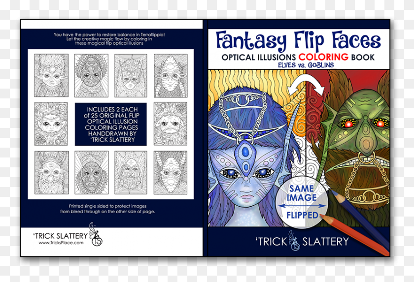 829x546 Fantasy Flip Faces Optical Illusions Coloring Book Cartoon, Comics, Book, Advertisement Descargar Hd Png