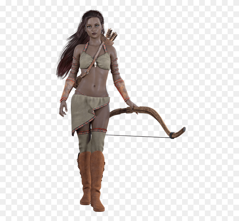 470x717 Fantasy Women Amazon Archer Arco Flechas Render Arco Largo, Persona, Humano, Ropa Hd Png