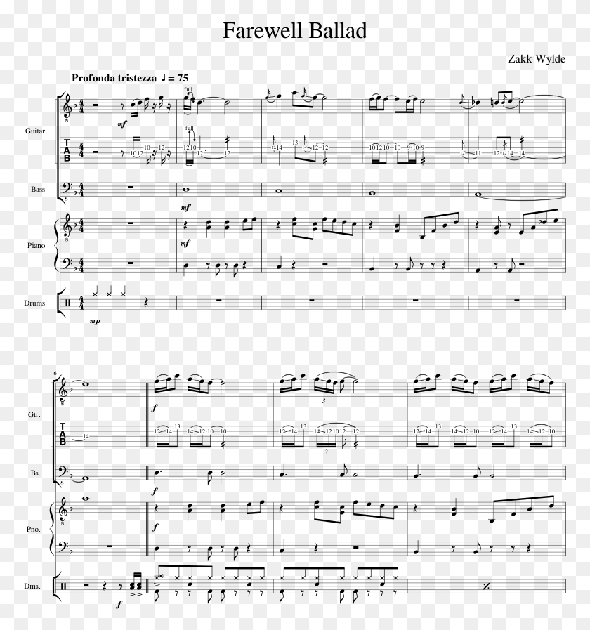 773x837 Farewell Ballad Sheet Music Composed By Zakk Wylde Sheet Music, Legend Of Zelda HD PNG Download