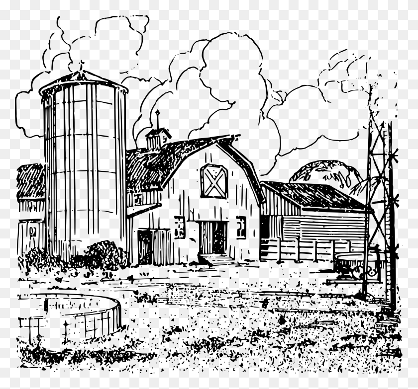 2400x2227 Farm Drawing At Getdrawings Black And White Farm Drawing, Gray, World Of Warcraft HD PNG Download