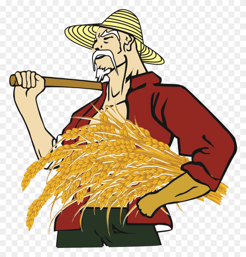 846x887 Farmer Clip Art Rice Harvest Clipart, Face, Clothing, Apparel HD PNG Download