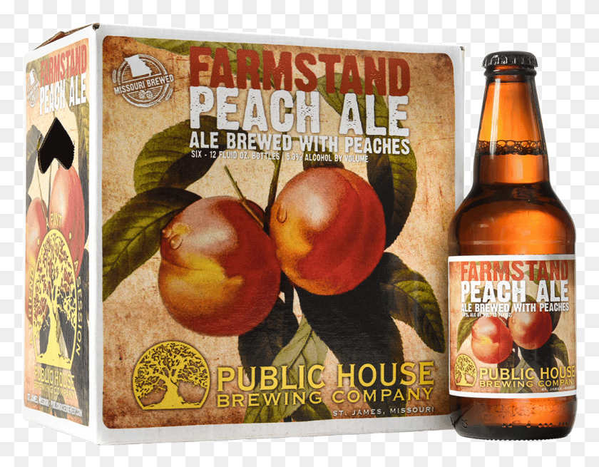 1050x801 Farmstand Peach Ale Craft Beer Public House Brewing Beer Bottle, Alcohol, Beverage, Drink HD PNG Download