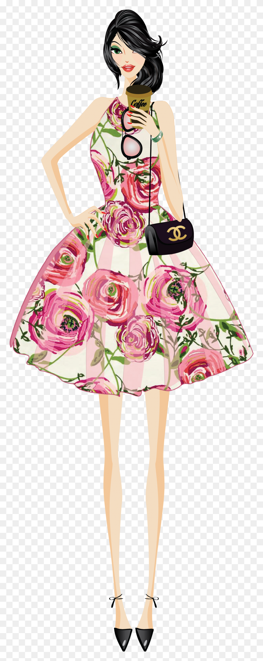 1447x3802 Fashion Clipart Mini Dress Vector Girl Fashion, Clothing, Apparel, Person HD PNG Download