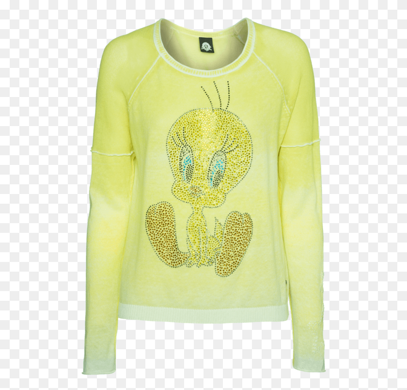 508x744 Fashion Frogbox Tweety Sparkle Yellow Fine Knit Sweater Long Sleeved T Shirt, Sleeve, Clothing, Apparel HD PNG Download