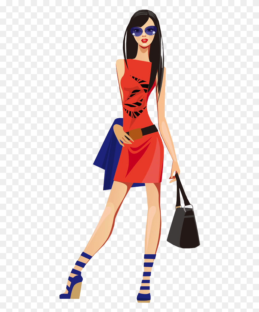 458x951 Fashion Girl Cartoon Fashion Girl Clipart, Clothing, Apparel, Person HD PNG Download