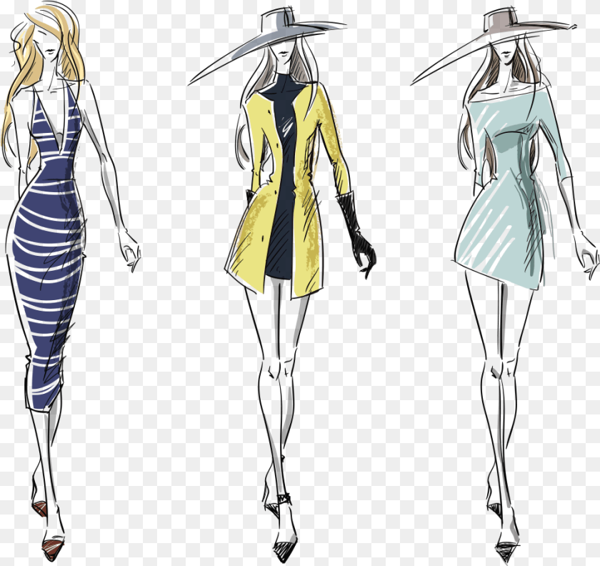 962x907 Fashion Sketch Runway Fashion Illustration, Long Sleeve, Formal Wear, Clothing, Sleeve Clipart PNG