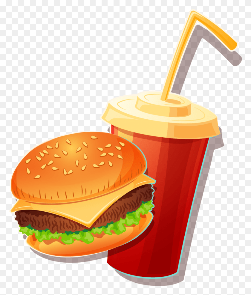 918x1088 Fast Food Vector As Well As Fast Food Banner Vector Dibujo Comida Chatarra, Burger, Food, Ketchup HD PNG Download