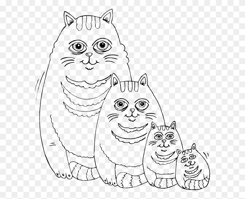 601x624 Fat Cat Family Cat Family Coloring Pages, Pet, Mammal, Animal HD PNG Download