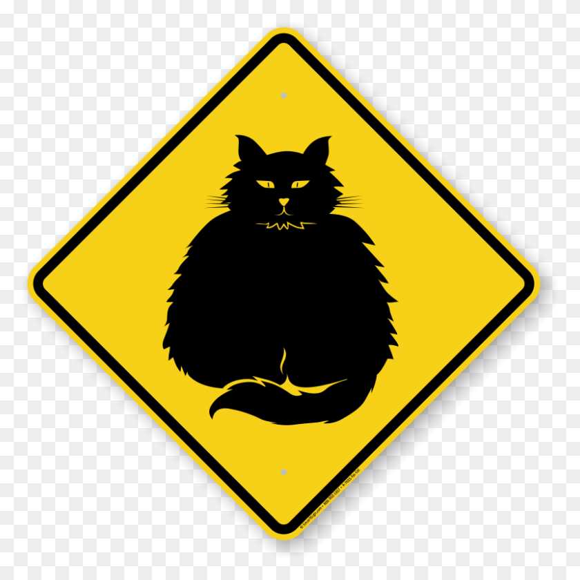 800x800 Fat Cat Symbol Guard Cat Sign Man Crossing Sign, Pet, Mammal, Animal HD PNG Download