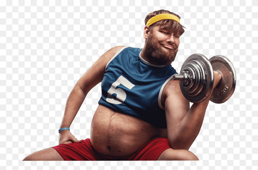 699x493 Fat Man Do Hard Exercises With A Dumbbell Funny Fat Man Exercise, Person, Human, Working Out HD PNG Download