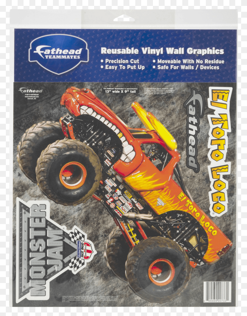 1388x1801 Fathead Reusable Vinyl Wall Graphics Monster Jam El Monster Truck HD PNG Download