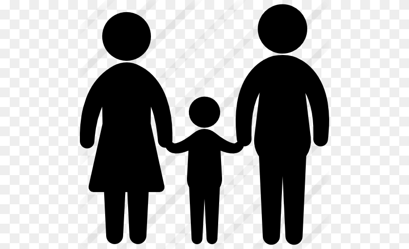 Father Mother And Son Silhouette, Gray Sticker PNG