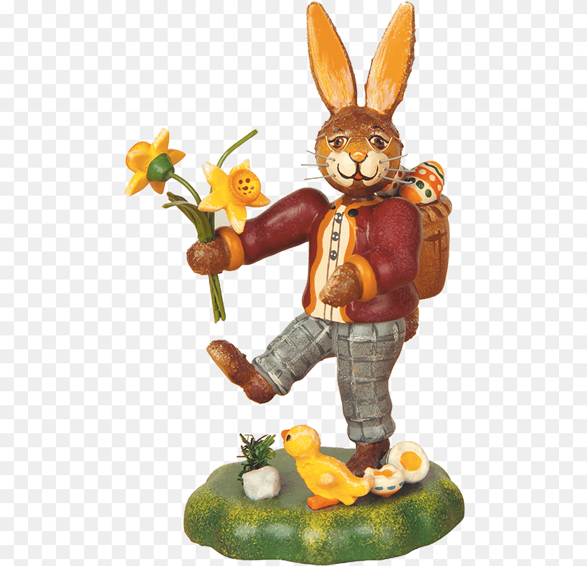 491x810 Father Rabbit With Narcissus Hubrig Volkskunst, Figurine, Baby, Person, Food Sticker PNG