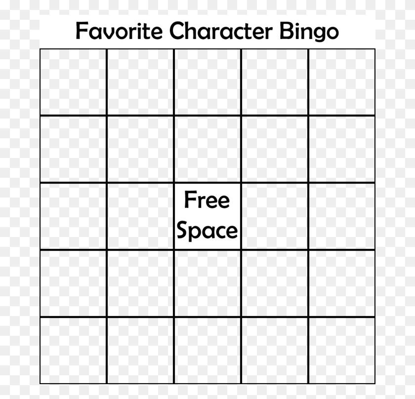 680x748 Favorite Character Bingo Free Space Favourite Character Bingo Template, Text, Alphabet, Number HD PNG Download
