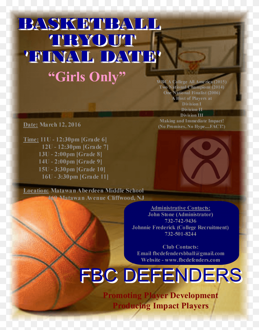 2550x3300 Fbc Defenders Announce 2016 Tryout Dates Basketball On Court HD PNG Download