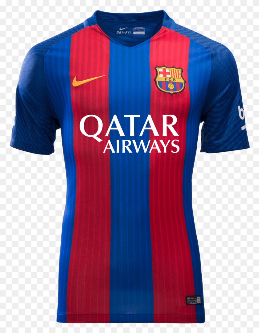 1075x1404 Fc Barcelona Home Jersey 201617 With Qatar Airway Camisa Del Barcelona 2016, Clothing, Apparel, Shirt HD PNG Download