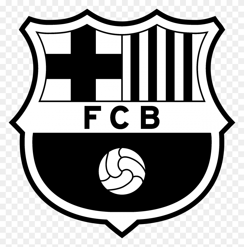 2400x2430 Descargar Png Fc Barcelona Logo Black And Ahite Fc Barcelona Logo Vector, Armadura, Stencil, Símbolo Hd Png