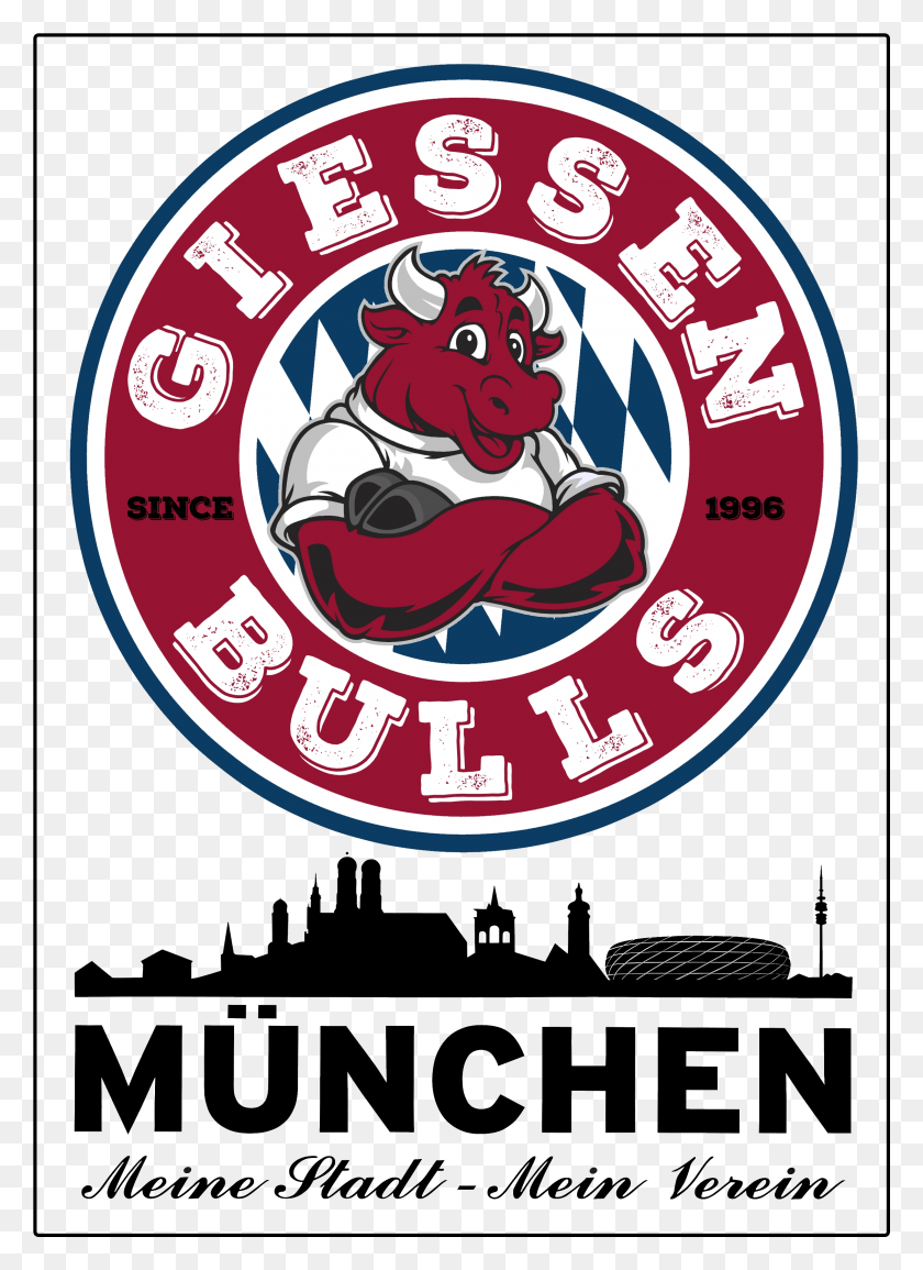 2459x3455 Fc Bayern Fanclub Giessen Bulls Star Mnchen Meine Stadt Mein Verein, Этикетка, Текст, Логотип, Hd Png Скачать