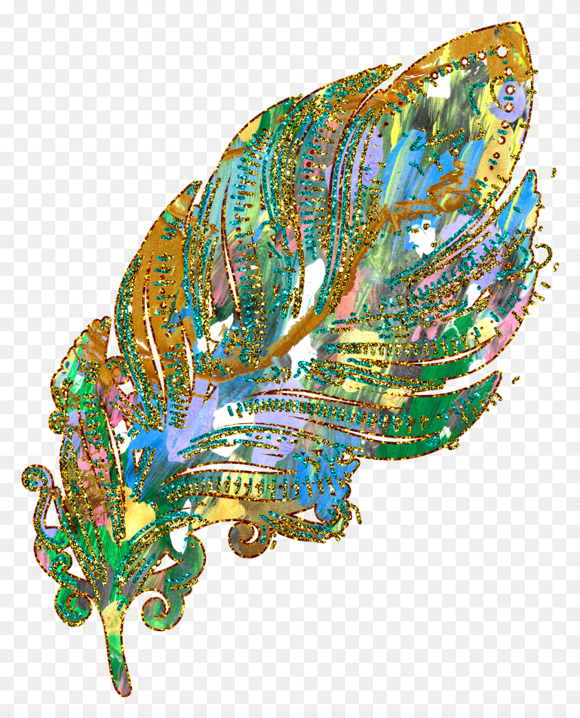 1143x1437 Feathers Glitter Gold Clip Art Illustration, Ornament, Pattern, Fractal HD PNG Download