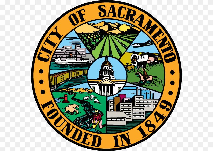 594x594 Federal Law State Law City Council Law Confusion City Of Sacramento Seal, Logo, Baby, Person, Badge PNG