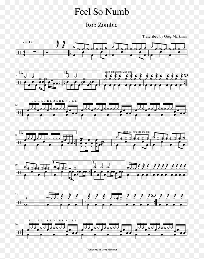 718x1005 Feel So Numb Sheet Music For Percussion Free Autumn Leaves Yenne Lee Pdf, Gray, World Of Warcraft HD PNG Download