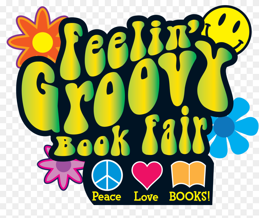 1360x1147 Feelin Groovy Book Fair Peace Love Books Book Fair For Work, Peeps PNG
