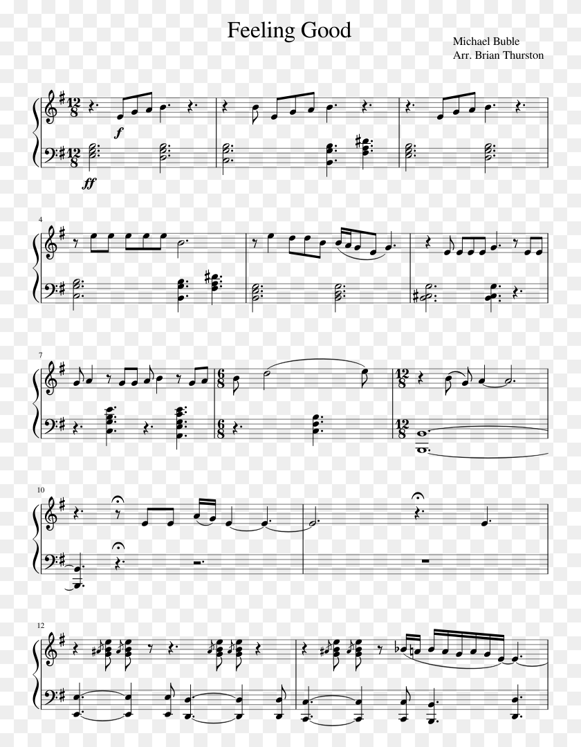 747x1020 Feeling Good Sheet Music Composed By Michael Buble Adoramus Te Jerry Estes, Gray, World Of Warcraft HD PNG Download