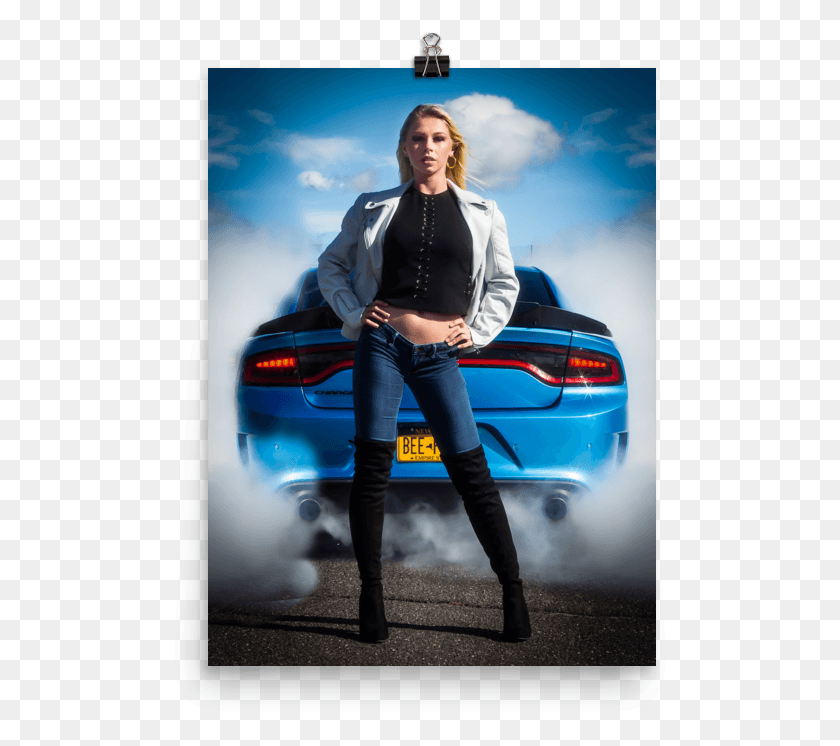 501x686 Felicia Ann Burnout Poster Bmw 8 Series, Одежда, Человек, Автомобиль Hd Png Скачать