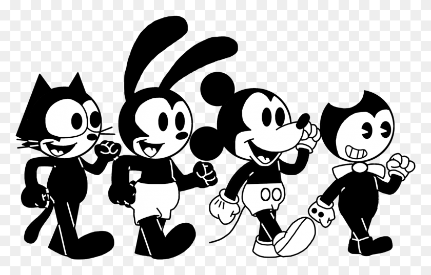 1550x948 Felix Oswald Mickey And Bendy Walking Together By Bendy And The Ink Machine, Stencil HD PNG Download