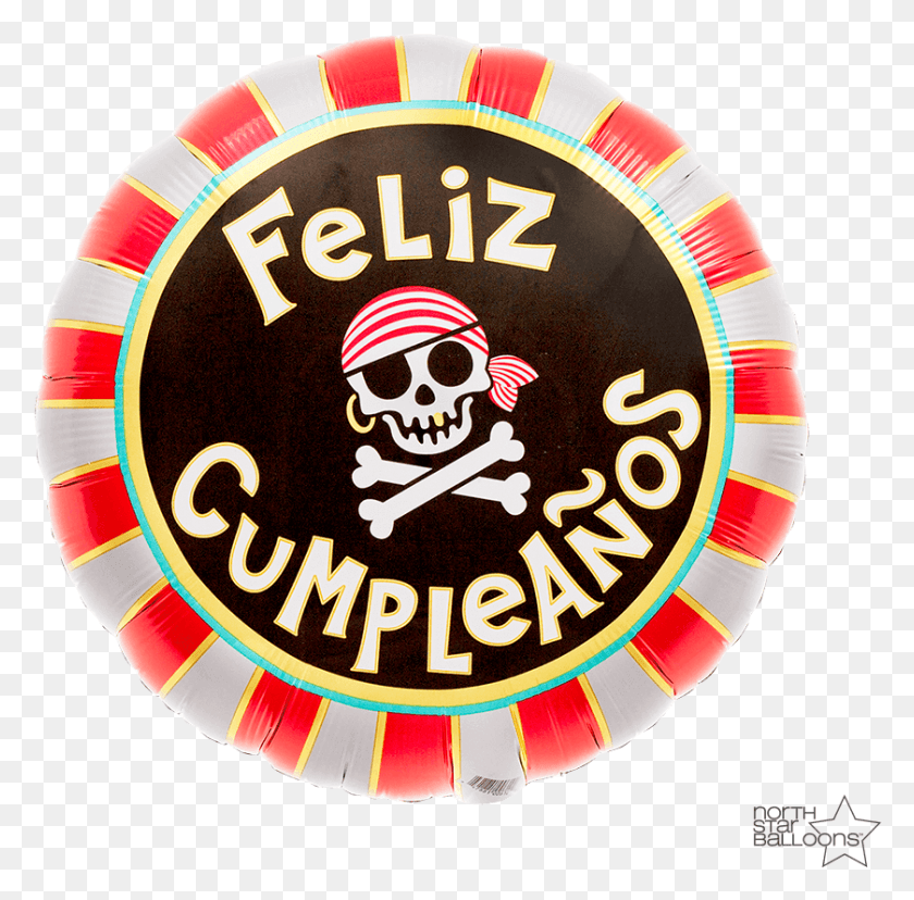 839x827 Feliz Cumpleanos Pirate Skull 18 In, Logo, Symbol, Trademark Hd Png