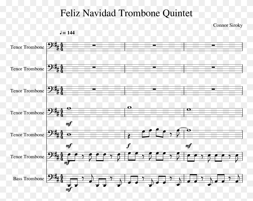 773x608 Feliz Navidad Trombone Quintet Sheet Music Composed, Gray, World Of Warcraft HD PNG Download