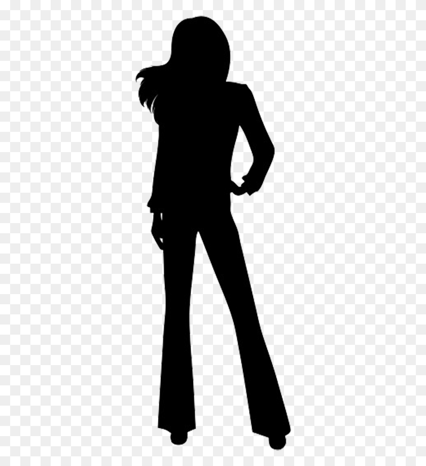 309x859 Female Casually Standing Of Woman Silhouette Long Hair, Person, Human HD PNG Download