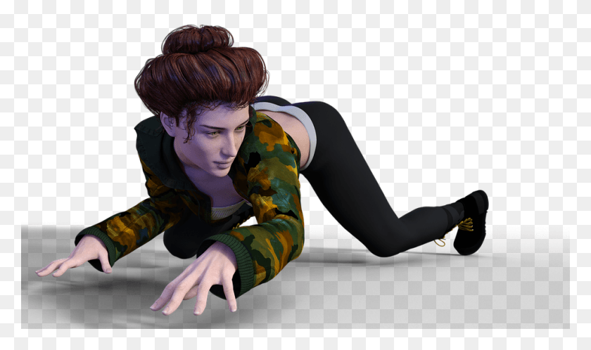 960x540 Female Crawling Poses Model 3d Character Girl, Person, Human, Dance Pose HD PNG Download