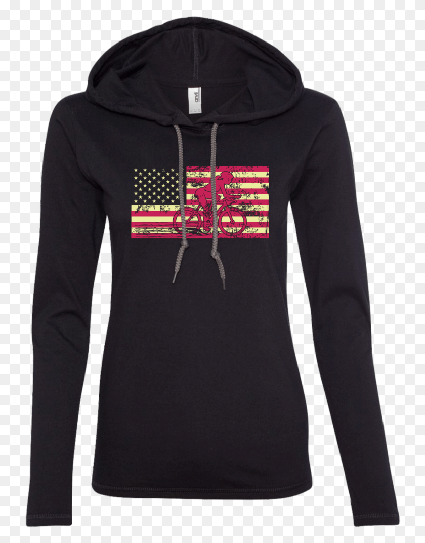 744x1013 Female Cyclist Silhouette On The American Flag Ladies Shirt, Sleeve, Clothing, Apparel HD PNG Download