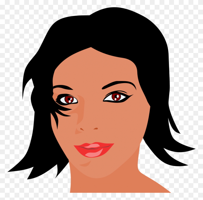 800x790 Female Face Clipart Clip Art Black Hair, Head, Face, Person HD PNG Download