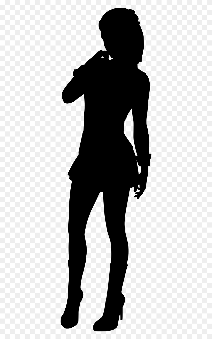 367x1281 Female Girl Silhouette Skirt Image Standing, Gray, World Of Warcraft HD PNG Download