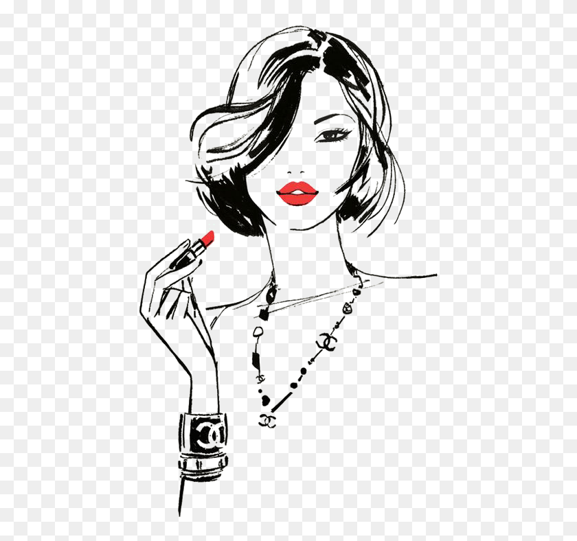 441x728 Female Girl With Red Lipstick Drawing, Graphics HD PNG Download