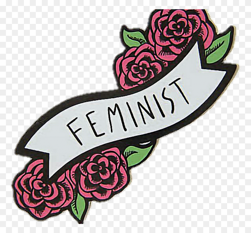 881x814 Feminismo Sticker Feminist Sign With Flowers, Label, Text, Graphics HD PNG Download
