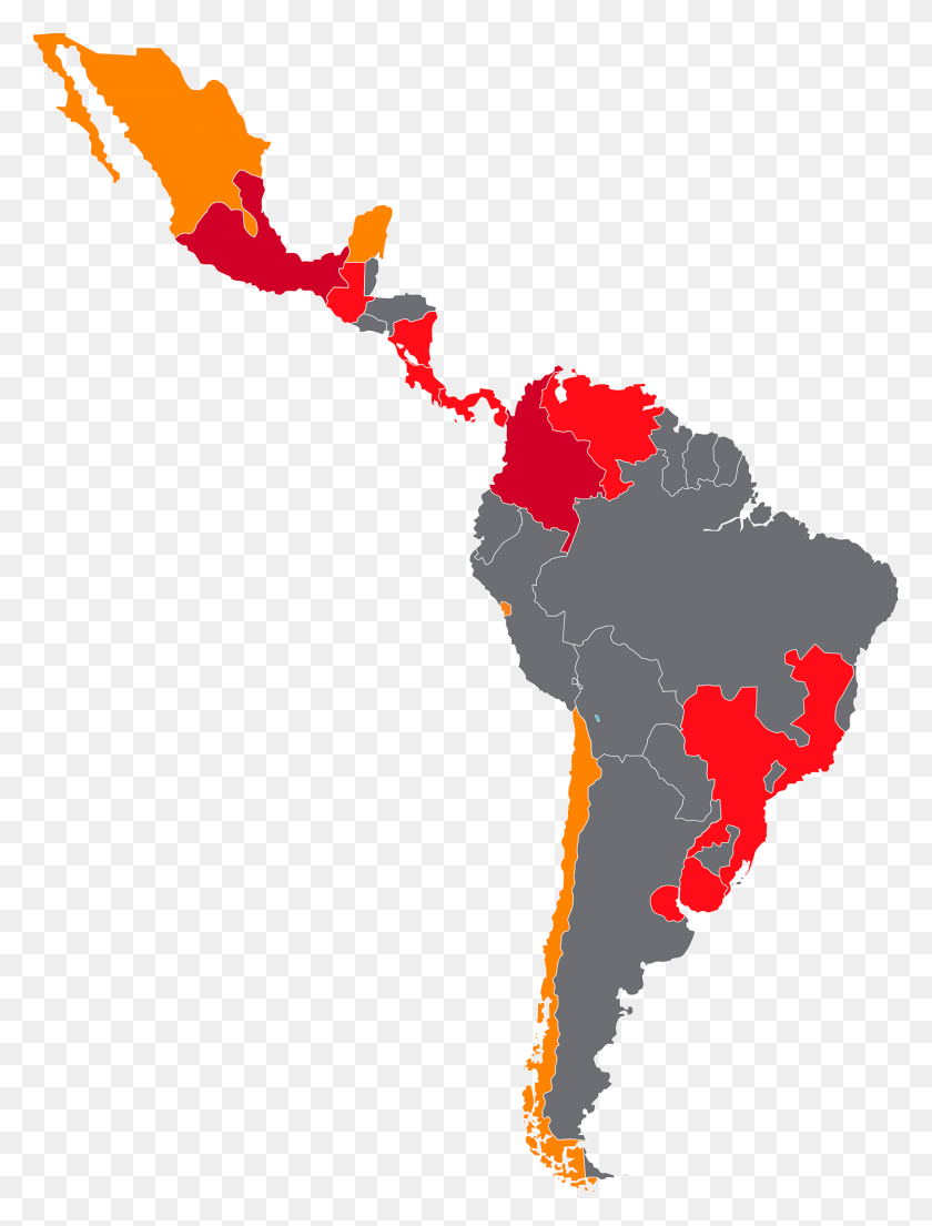 1500x2011 Descargar Png / Mapa De La Religión De América Latina Png