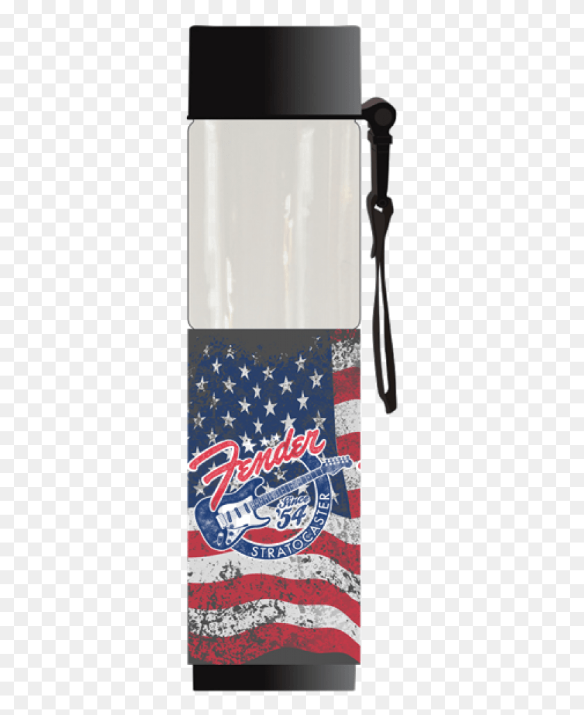 309x968 Fender Patriotic American Flag Stratocaster 24 Oz Water Patriotic Strat Water Bottle, Flag, Symbol, Clothing HD PNG Download