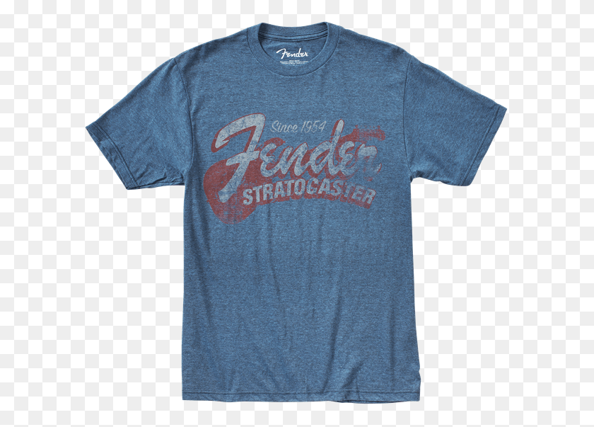 600x543 Fender Since 1954 Stratocaster T Shirt Blue X Large Active Shirt, Clothing, Apparel, T-shirt HD PNG Download