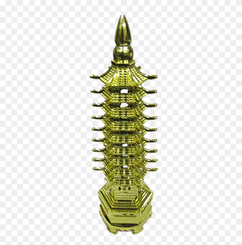 293x791 Feng Shui Metal Pagoda Gold Pagoda, Christmas Tree, Tree, Ornament Descargar Hd Png