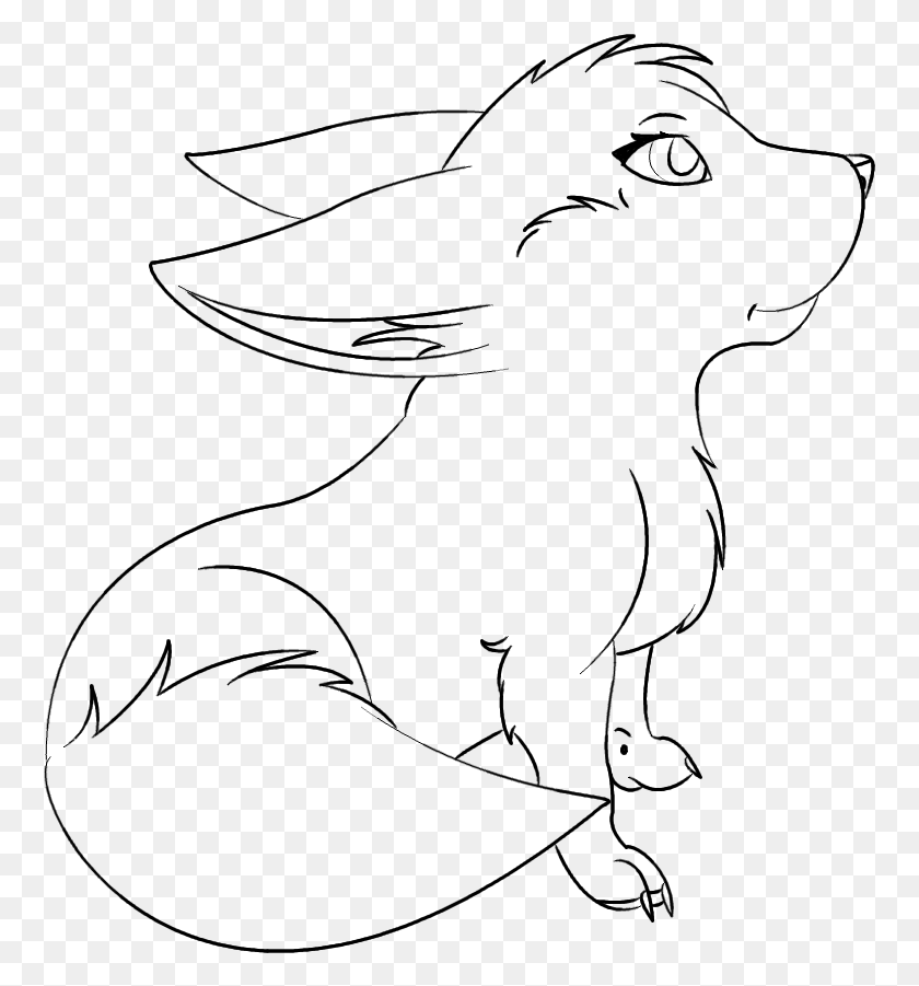 761x841 Descargar Png Fennec Fox Lineart Coloring, Gray, World Of Warcraft Hd Png