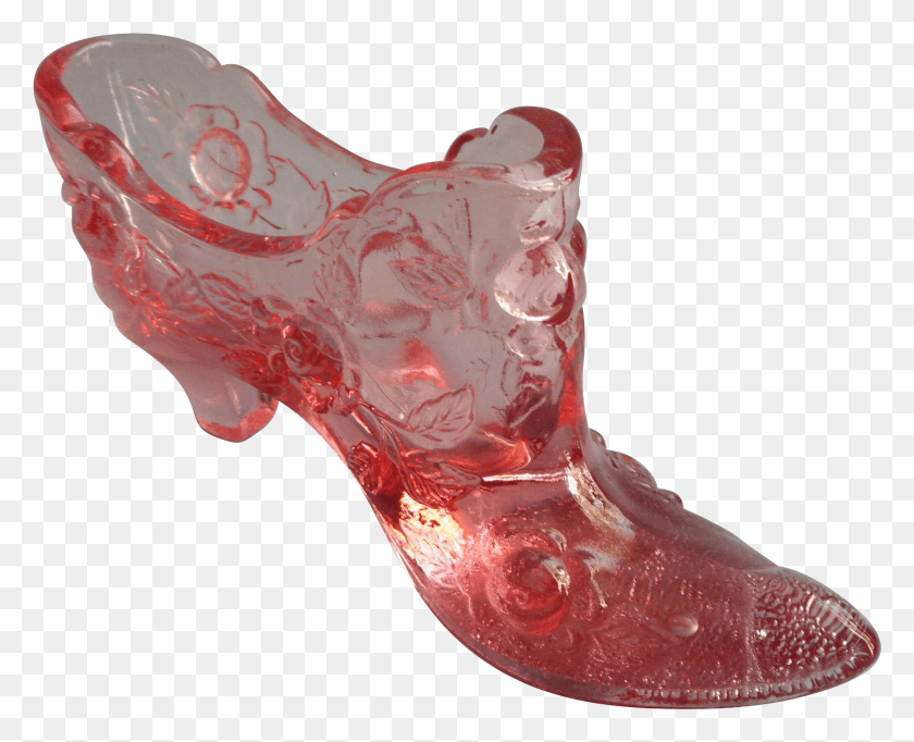 1608x1284 Fenton Pink Cabbage Rose Shoe Vintage Glass From Mercymaude Cowboy Boot, Teeth, Mouth, Lip HD PNG Download