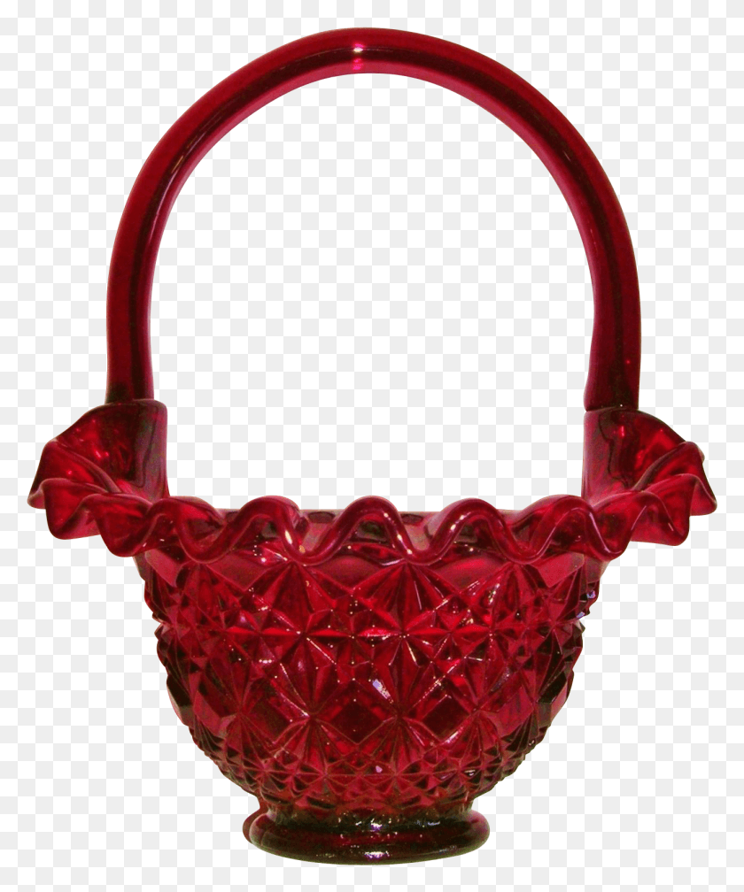 1293x1573 Fenton Ruby Red Diamond Fan Ruffled Basket Floral Design, Accessories, Accessory, Handbag HD PNG Download